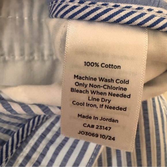 Talbots Sunshine Seersucker Relaxed Chino Striped Blue White Pants Size 10P - Picture 11 of 11